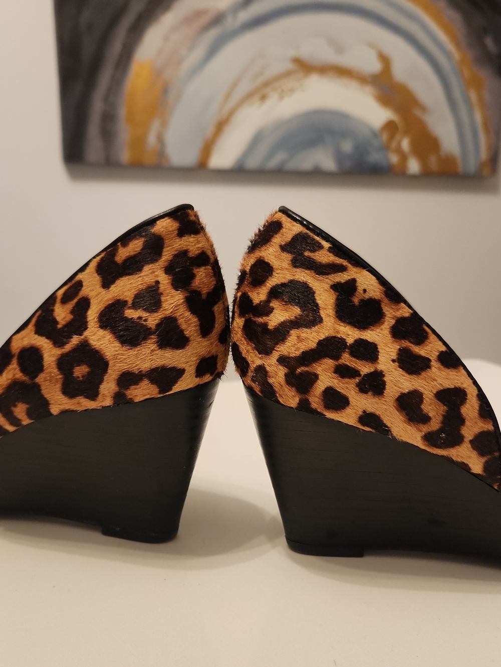 Franco Sarto Leopard Print Wedge Pumps - Picture 5 of 8